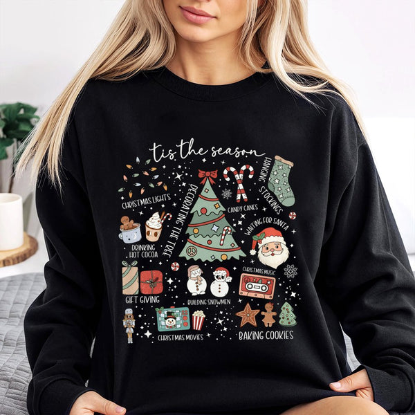 Retro Holiday Crewneck, Tis the Season Christmas Sweatshirt, Adorable Winter Graphic Sweater, Comfy Christmas Sweatshirt, Hol