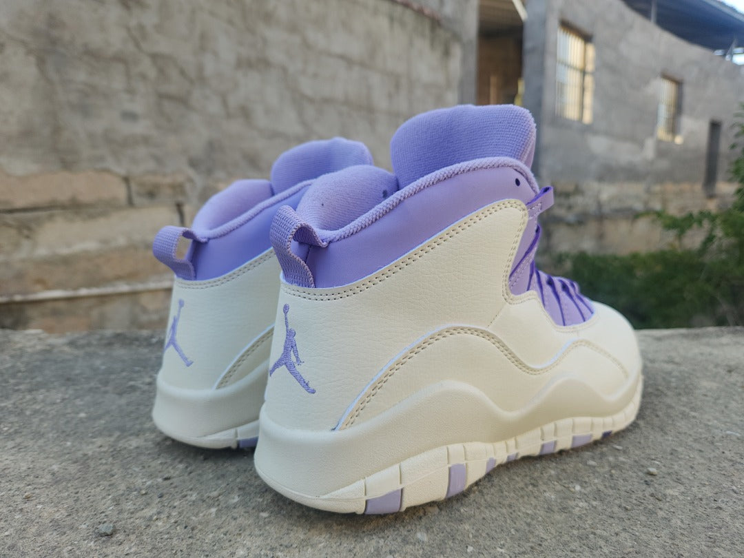 High Top Sneakers, White Purple Colorway, Lace Up Design, Casual Gift for Sneaker Fans