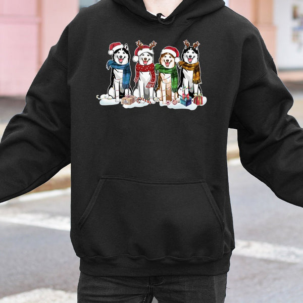 Adorable Siberian Husky Reindeer Hoodie, Husky Christmas Hoodie, Dog Lover Xmas Sweatshirt, Humorous Puppy Dog Graphic Hooded