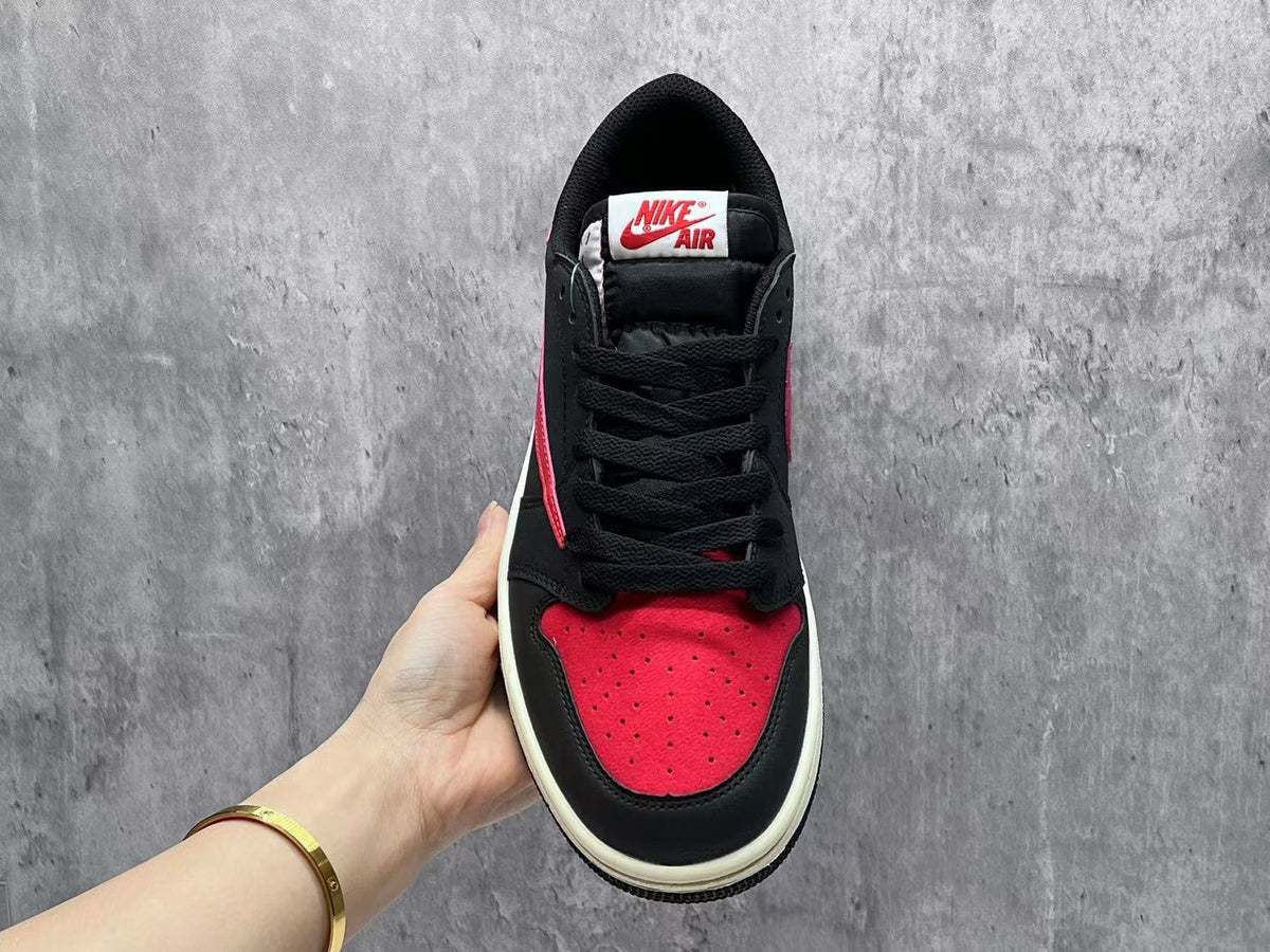 Low Top Sneakers, Black Red Colorway, Reverse Hook Design, Lace Up Design, Casual Gift for Sneaker Fans