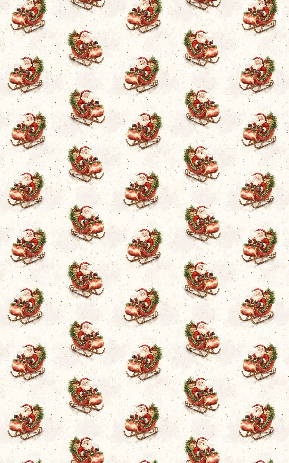 Christmas Sleigh Gift Wrap, Vintage Santa Wrapping Paper, Retro Holiday Present Paper, Traditional Xmas Gift Wrap Roll