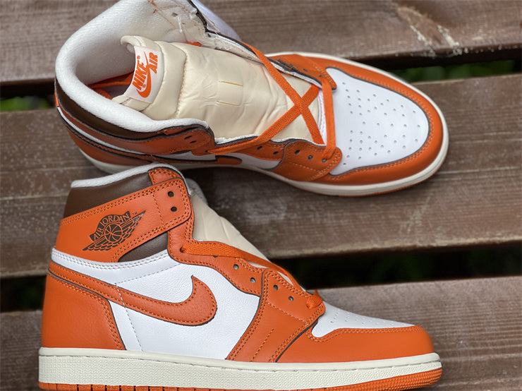 High Top Sneakers, Orange White Colorway, Lace Up Design, Casual Gift for Sneaker Fans