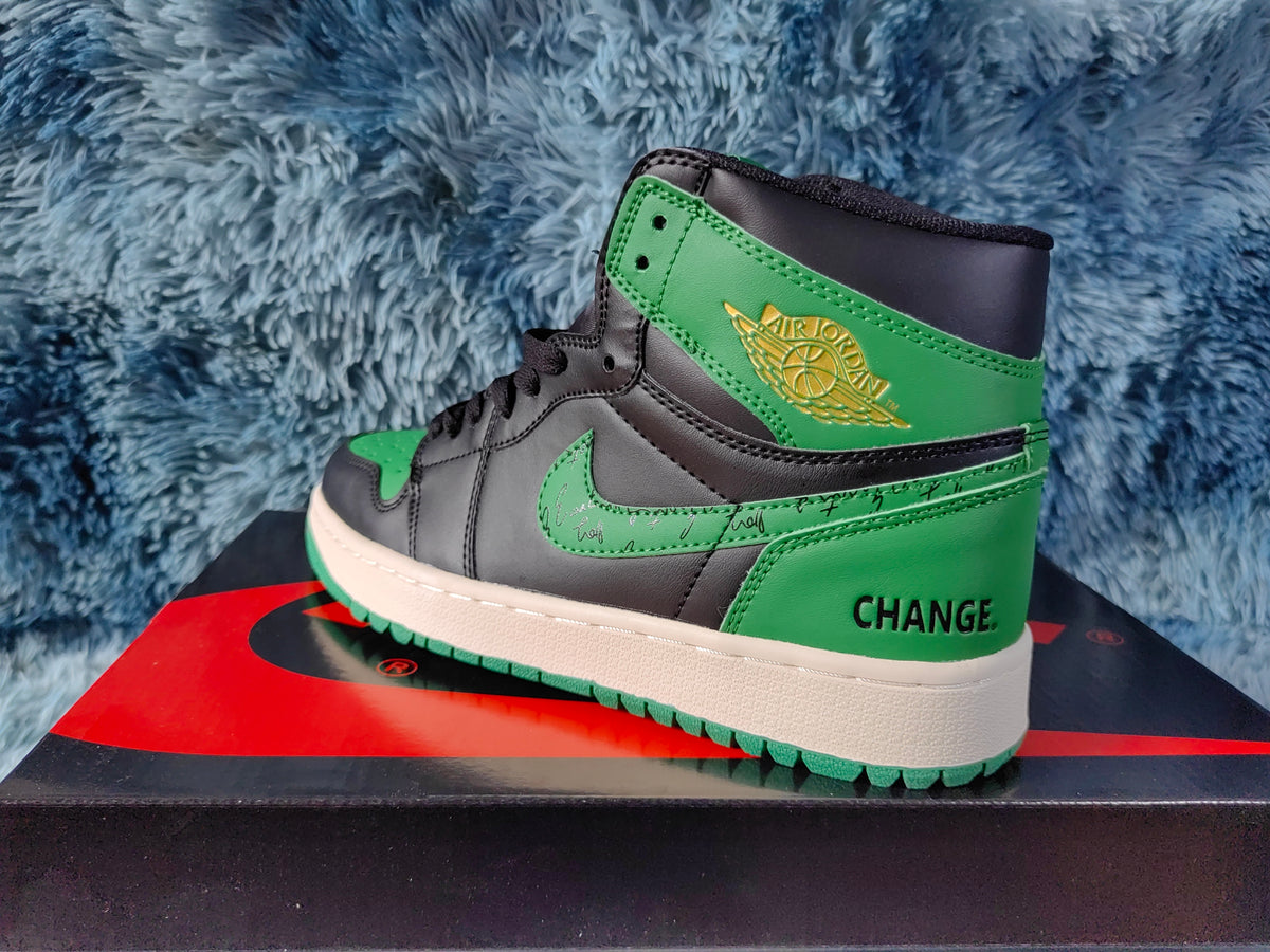 Golf Shoes, Black Green Colorway, Lace Up Design, Casual Gift for Shoe Lovers