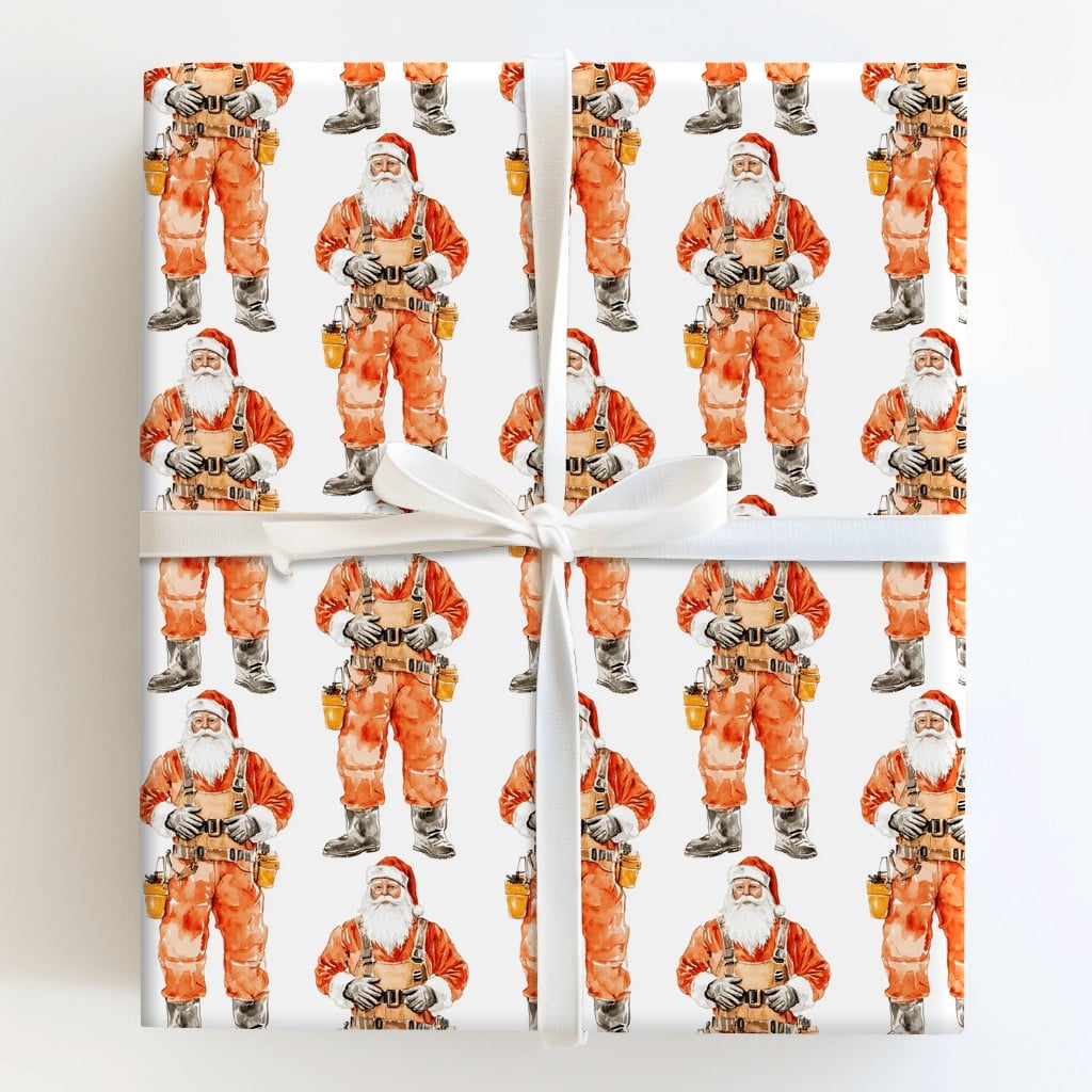 Electrician Christmas Gift Wrap, Lineman Santa Wrapping Paper, Utility Worker Holiday Wrapping Paper, Tradesman Xmas Gift Wra