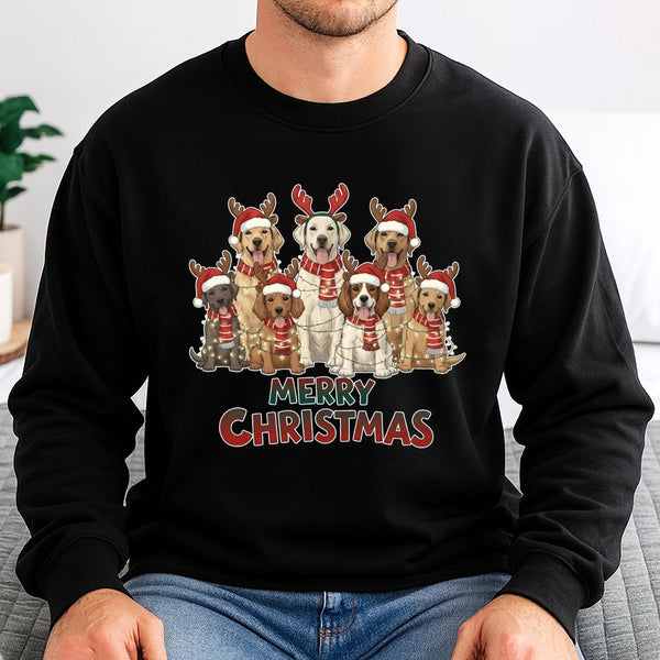 Festive Puppy Holiday Crewneck, Merry Christmas Dogs Sweatshirt, Adorable Dog Lover Christmas Sweatshirt, Winter Pet Mom Pull