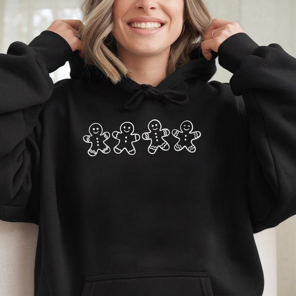 Festive Christmas Cookie Hoodie, Gingerbread Man Hoodie, Adorable Holiday Graphic Hooded Sweatshirt, Winter Baker Pullover Ho
