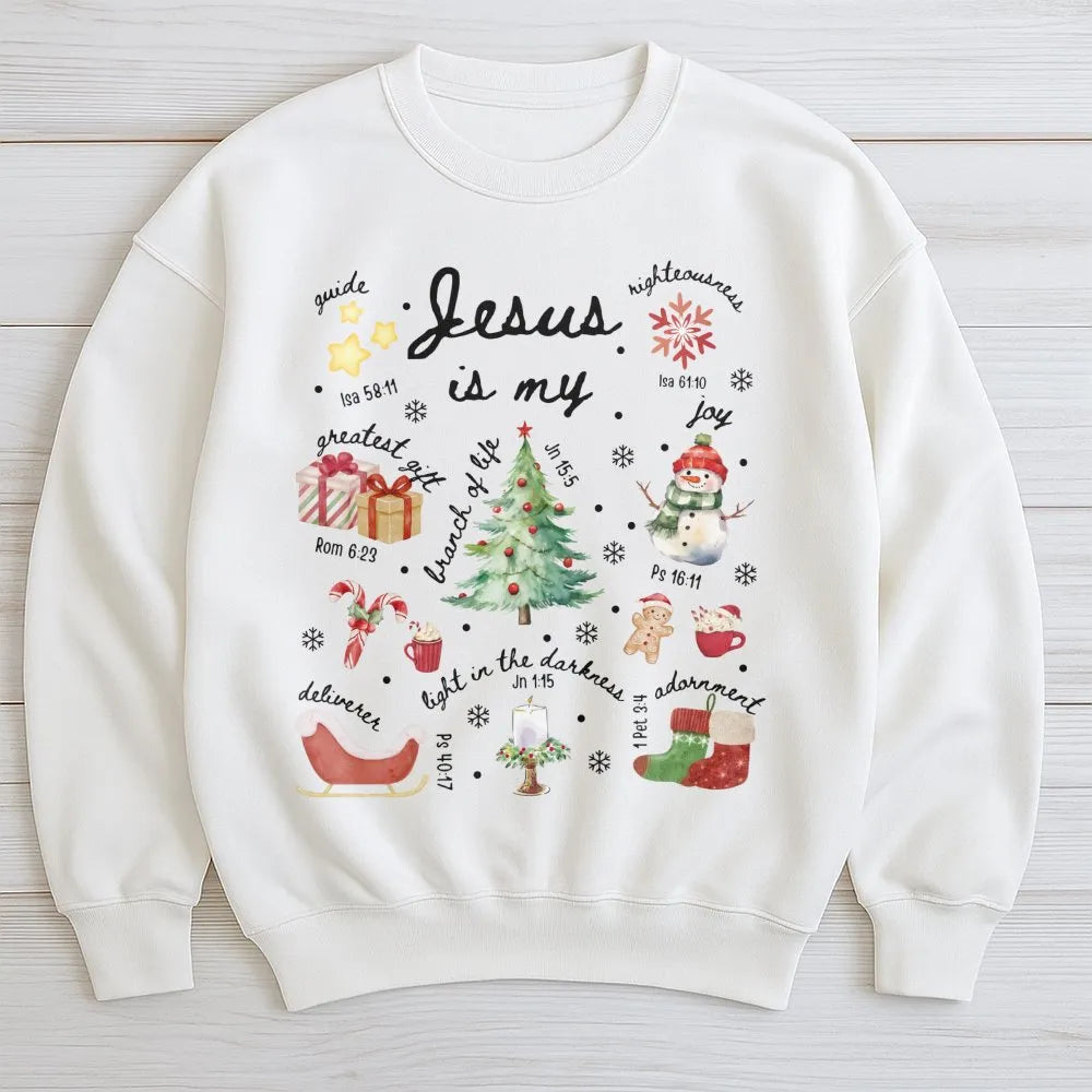 Religious Scripture Winter Crewneck, Jesus Is My Greatest Present Christmas Sweatshirt, Christian Bible Verse Holiday Pullove