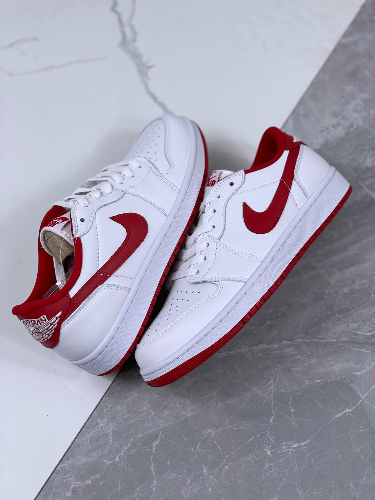 Retro Low Top Sneakers, White Red Colorway, Lace Up Design, Casual Gift for Sneaker Fans