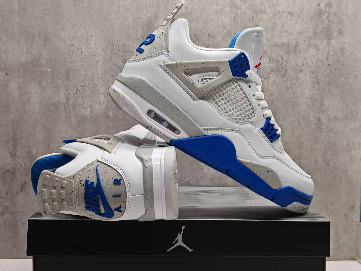 High Top Sneakers, White Blue Gray Colorway, Lace Up Design, Casual Gift for Sneaker Fans