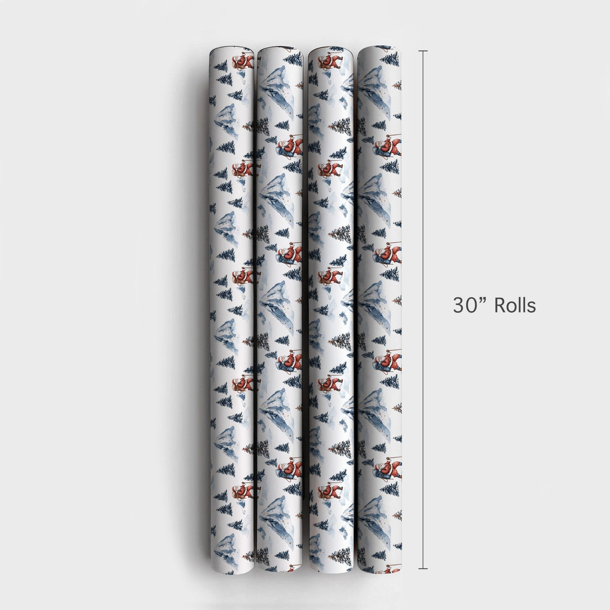Snowy Mountain Christmas Wrapping Paper, Hiking Santa Wrapping Paper, Outdoors Nature Holiday Gift Wrap