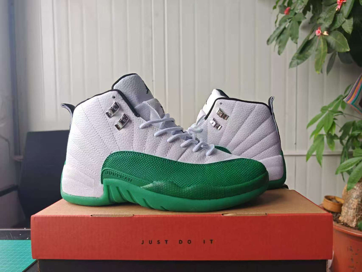 High Top Sneakers, White Green Colorway, Lace Up Design, Casual Gift for Sneaker Fans