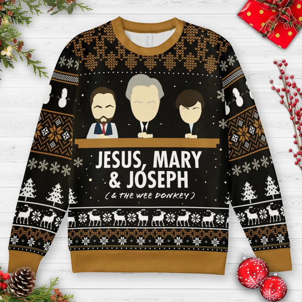 Humorous Line of Duty Holiday Sweater, Jesus Mary Joseph Wee Donkey Ugly Christmas Sweatshirt, British Comedy Christmas Sweat