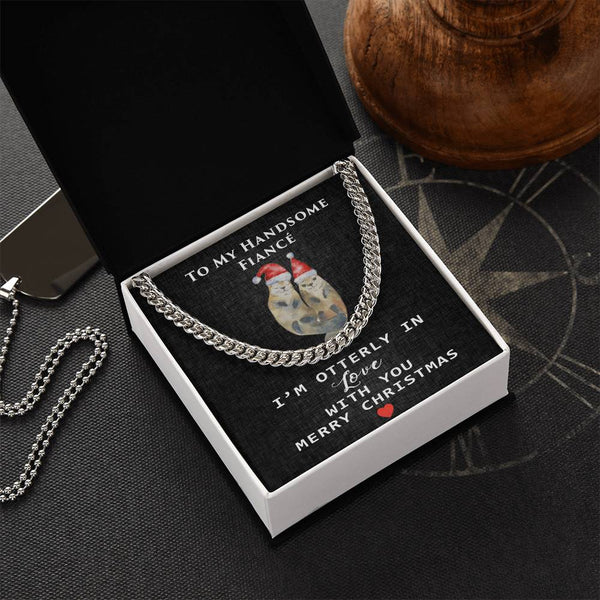 Adorable Otter Cuban Chain, Otterly in Love Fiancé Cuban Link Chain Necklace, Mens Stainless Steel Cuban Link Chain, Christma