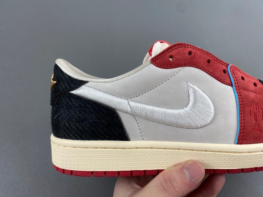 Low Top Sneakers, White Red Colorway, Lace Up Design, Casual Gift for Sneaker Fans