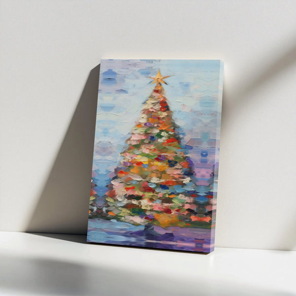 Impasto Oil Painting Canvas Print, Abstract Christmas Tree Canvas Art, Festive Holiday Canvas Wall Art, Winter Decor, Xmas Se