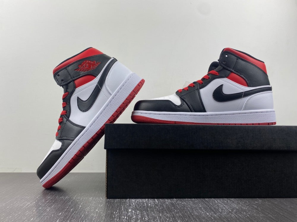 Mid Top Sneakers, White Black Red Colorway, Lace Up Design, Casual Gift for Sneaker Fans