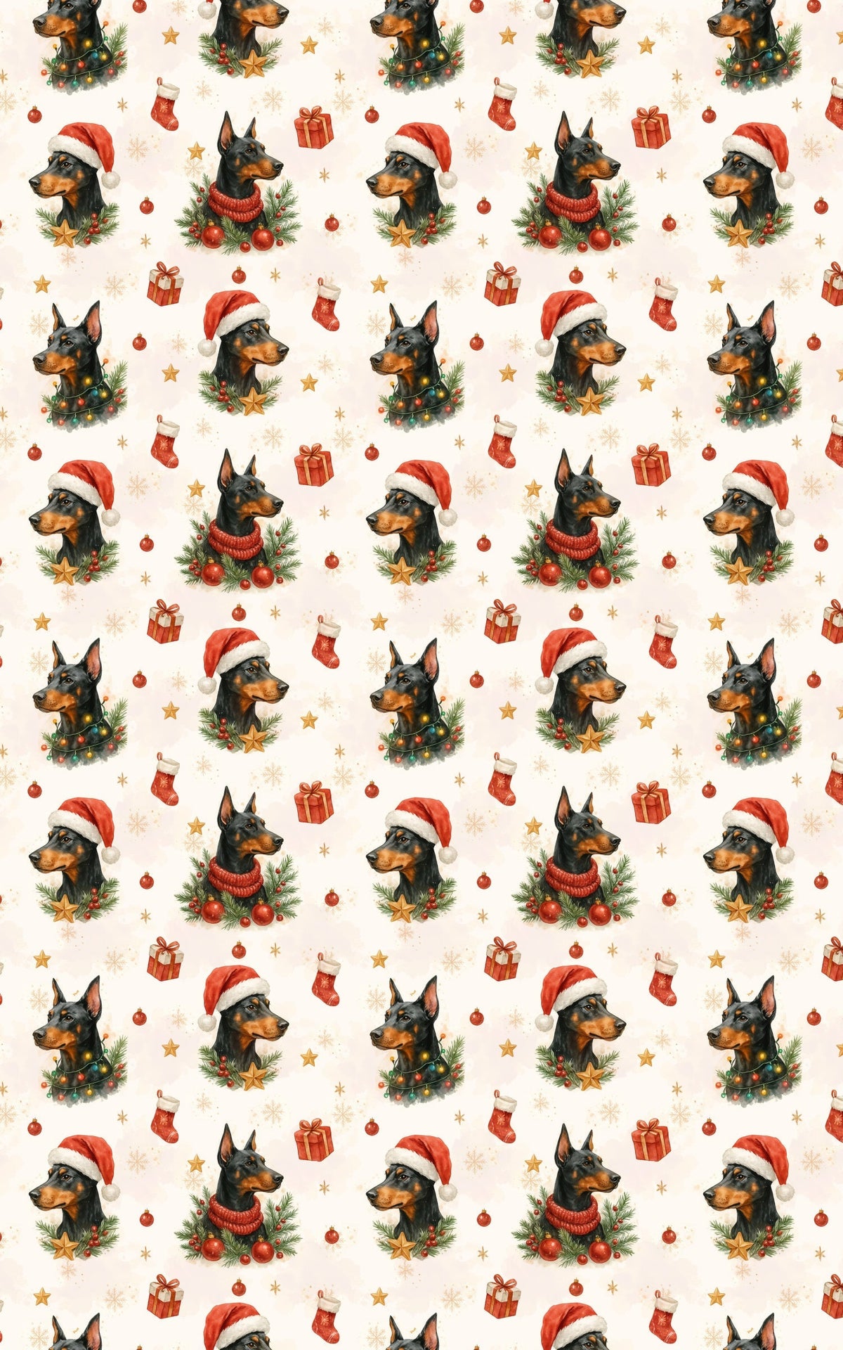 Crimson Star Dog Gift Wrap, Doberman Christmas Wrapping Paper, Festive Puppy Present Wrap, Holiday Doberman Pinscher Lover Pr