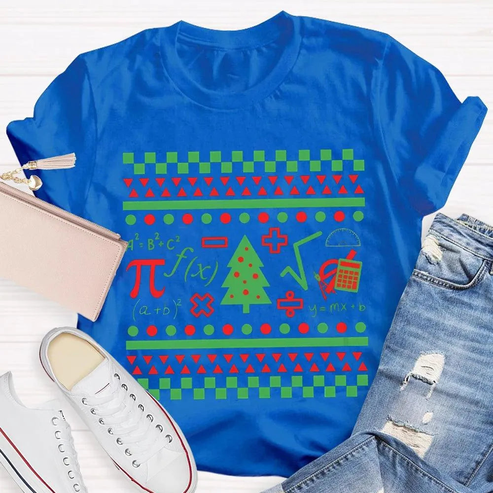 Festive STEM Holiday Teacher Tee, Math Elements Christmas Tree Shirt, Math Equations Xmas Tree Shirt, Science Teacher Christm