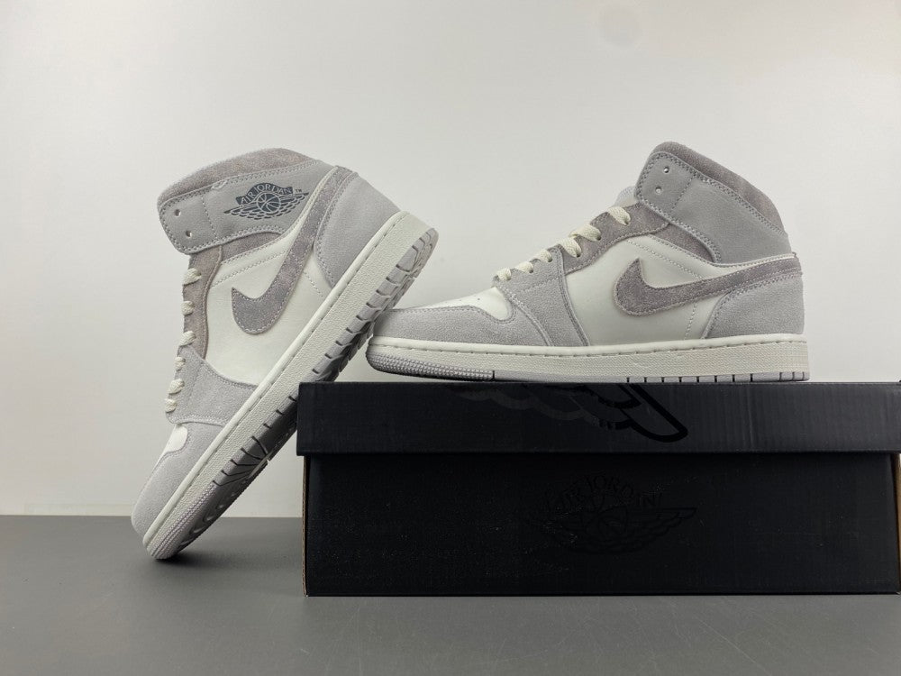 Mid Top Sneakers, White Gray Colorway, Lace Up Design, Casual Gift for Sneaker Fans