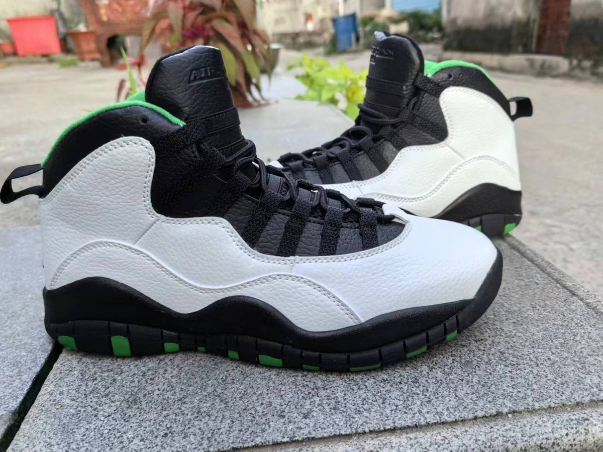 High Top Sneakers, White Black Green Colorway, Lace Up Design, Casual Gift for Sneaker Fans