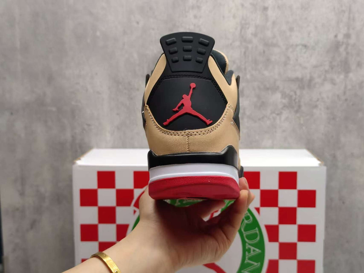 Mid Top Sneakers, Beige Black Red Colorway, Lace Up Design, Casual Gift for Sneaker Fans