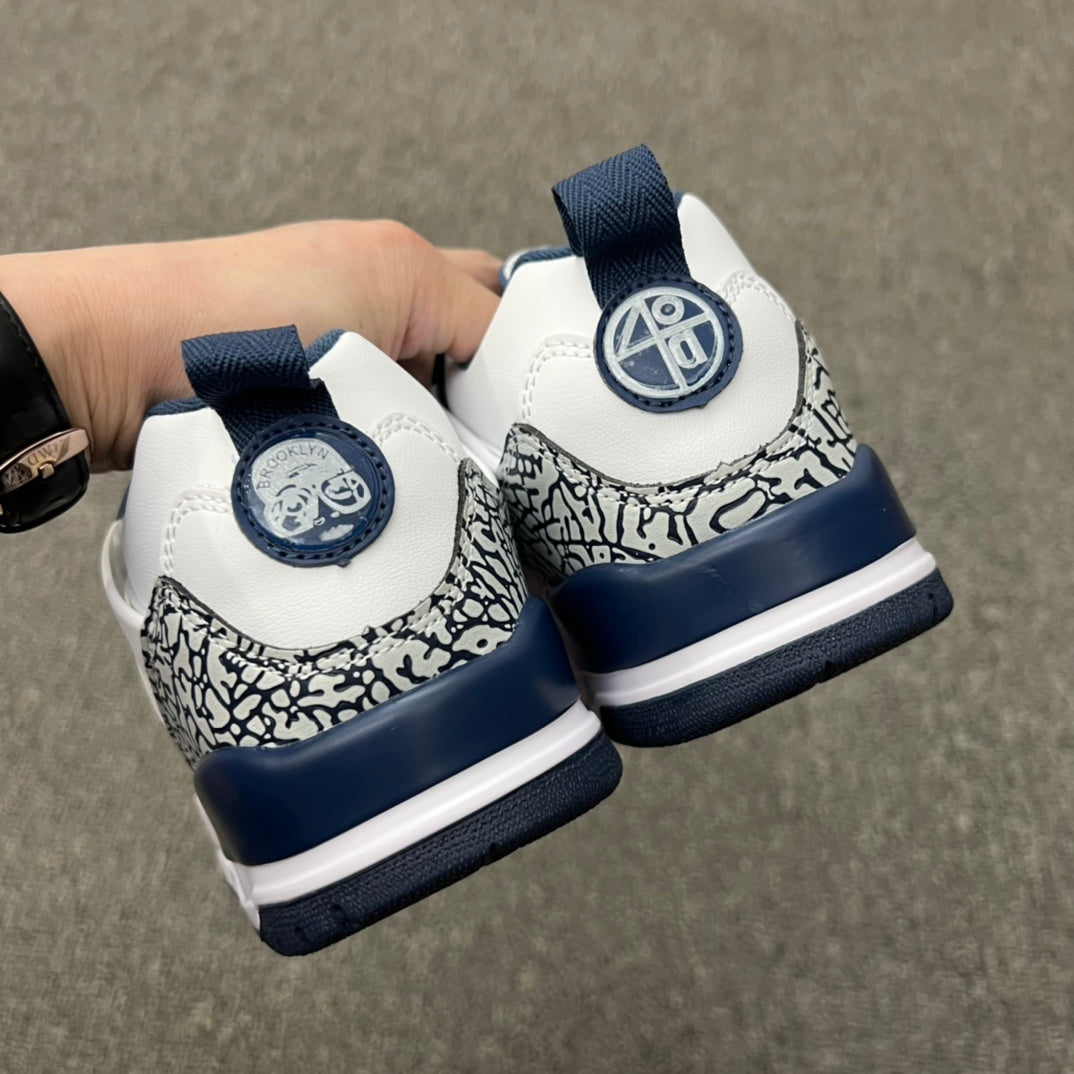 Low Top Basketball Shoes, Blue White Colorway, Lace Up Design, Casual Gift for Shoe Lovers
