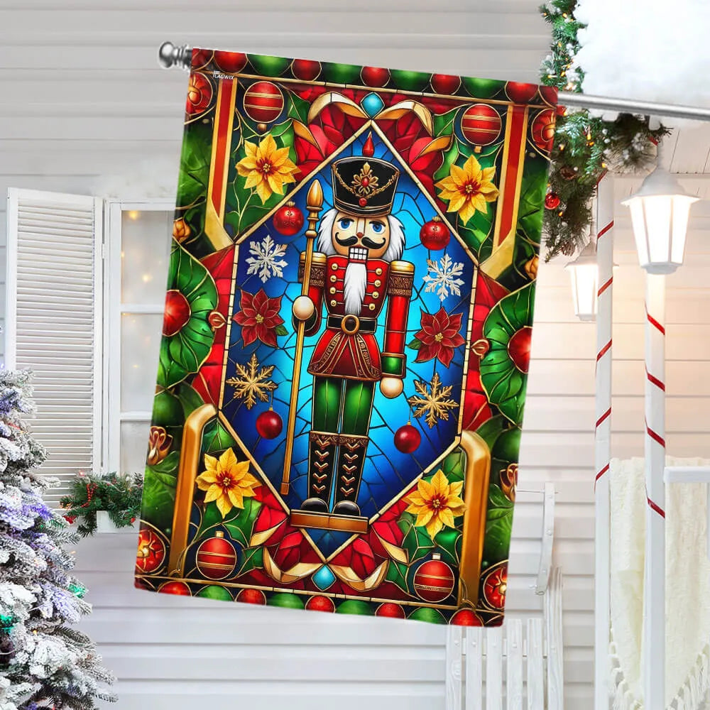 Double Sided Holiday Soldier Yard Flag, Christmas Nutcracker Garden Flag, Festive Winter Seasonal Flag, Xmas Yard Porch Decor