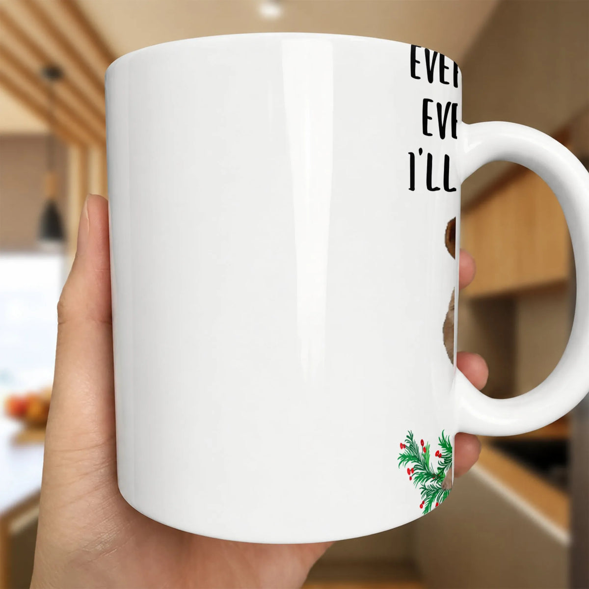 Holiday Pine Candy Cane Mug, Christmas Wreath Coffee Mug, Festive Xmas Botanical Cup, Winter Season Ceramic Mug Present