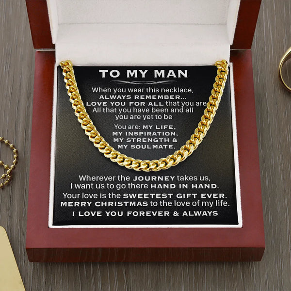 Stainless Steel Mens Chain Necklace, Cuban Link Chain Necklace for Husband, Romantic Boyfriend Necklace, Christmas Jewelry Pr