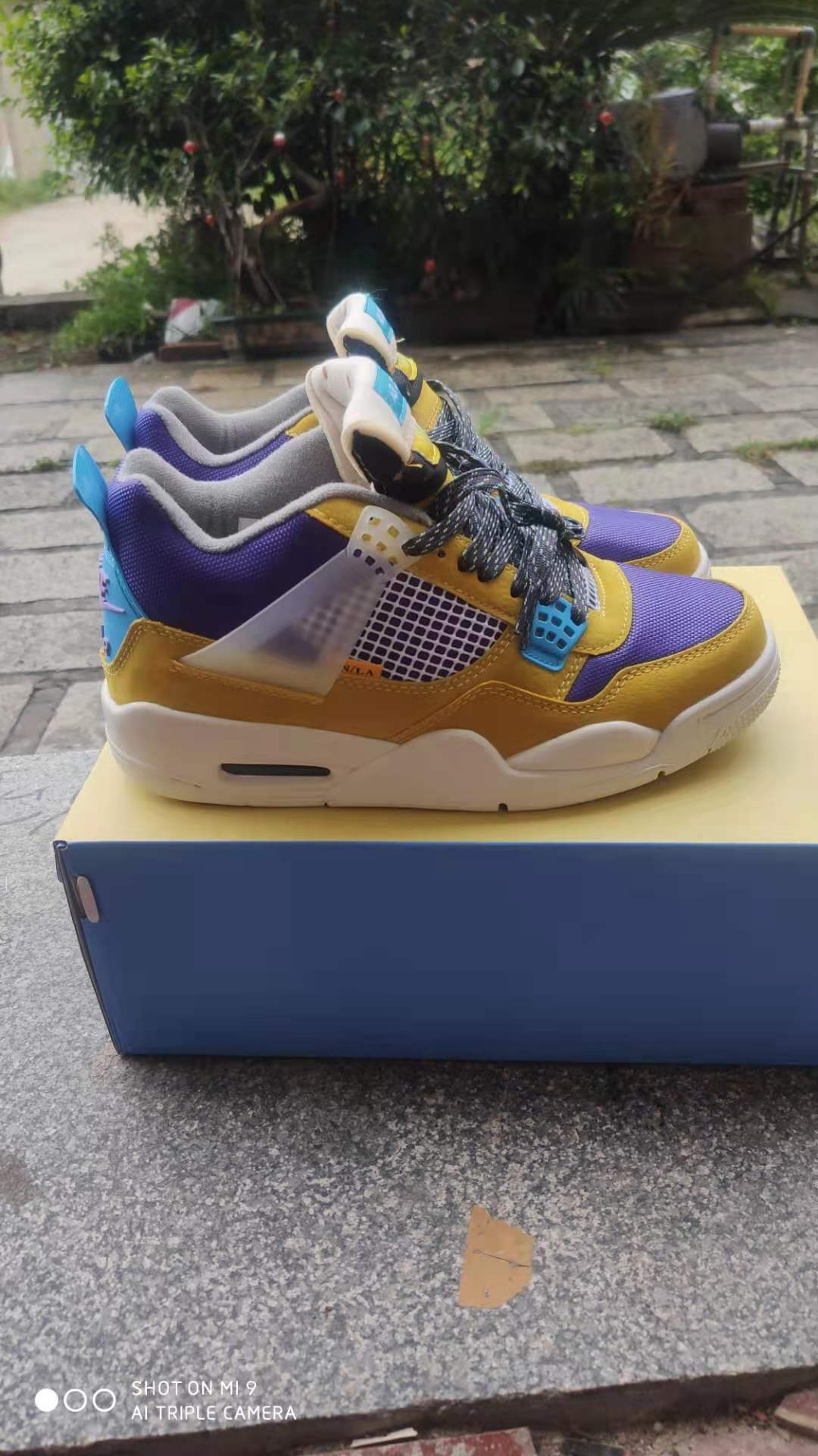Sneakers, Yellow Blue Colorway, Lace Up Design, Casual Gift for Sneaker Fans