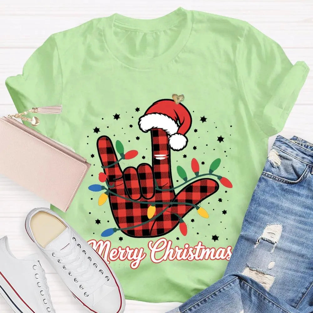 Festive Holiday Lights Shirt, Christmas Santa Hats and Lights T-Shirt, Adorable Xmas Graphic Tee, Comfy Winter Holiday Shirt,