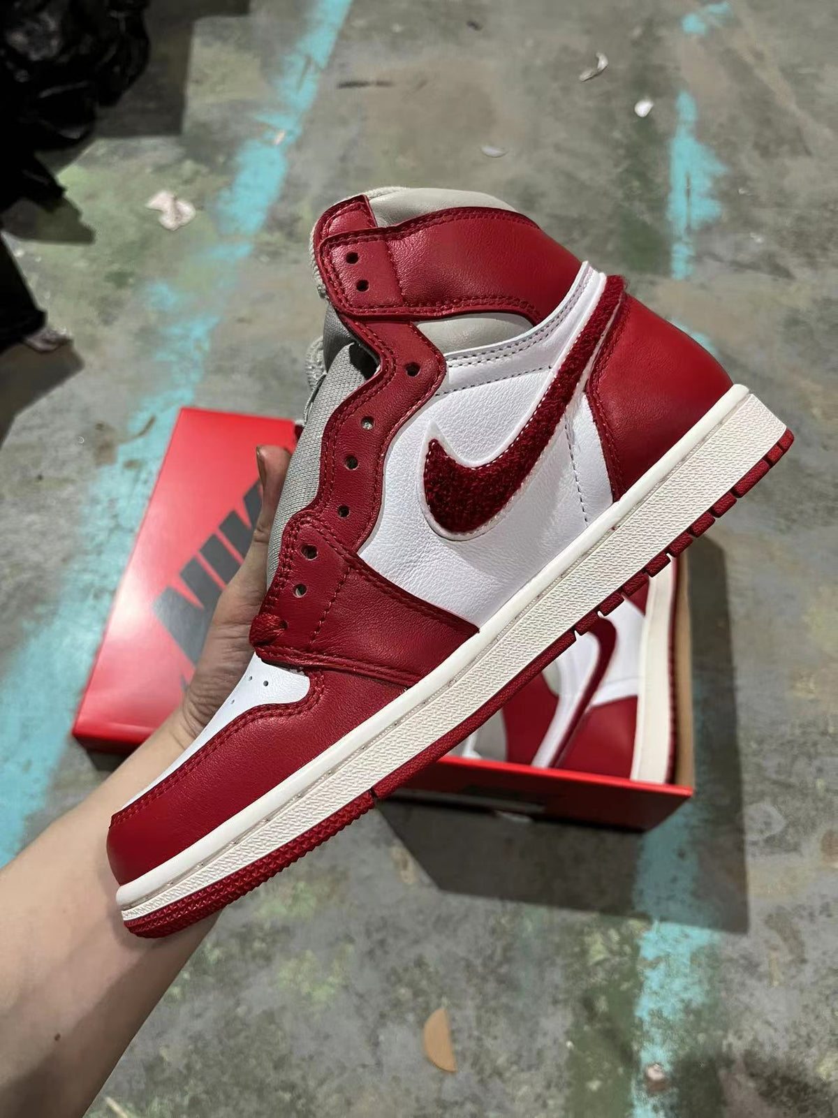 High Top Sneakers, White Red Gray Colorway, Lace Up Design, Casual Gift for Sneaker Fans