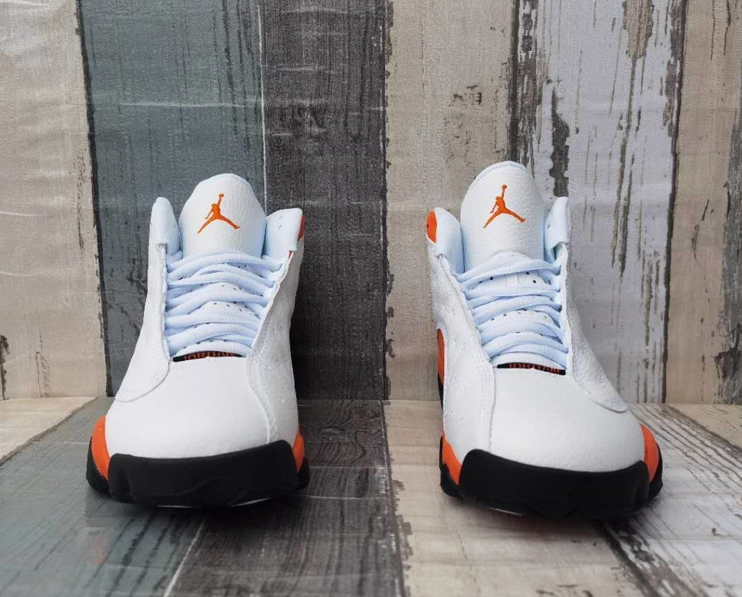 Sneakers, White Red Orange Colorway, Lace Up Design, Casual Gift for Sneaker Fans