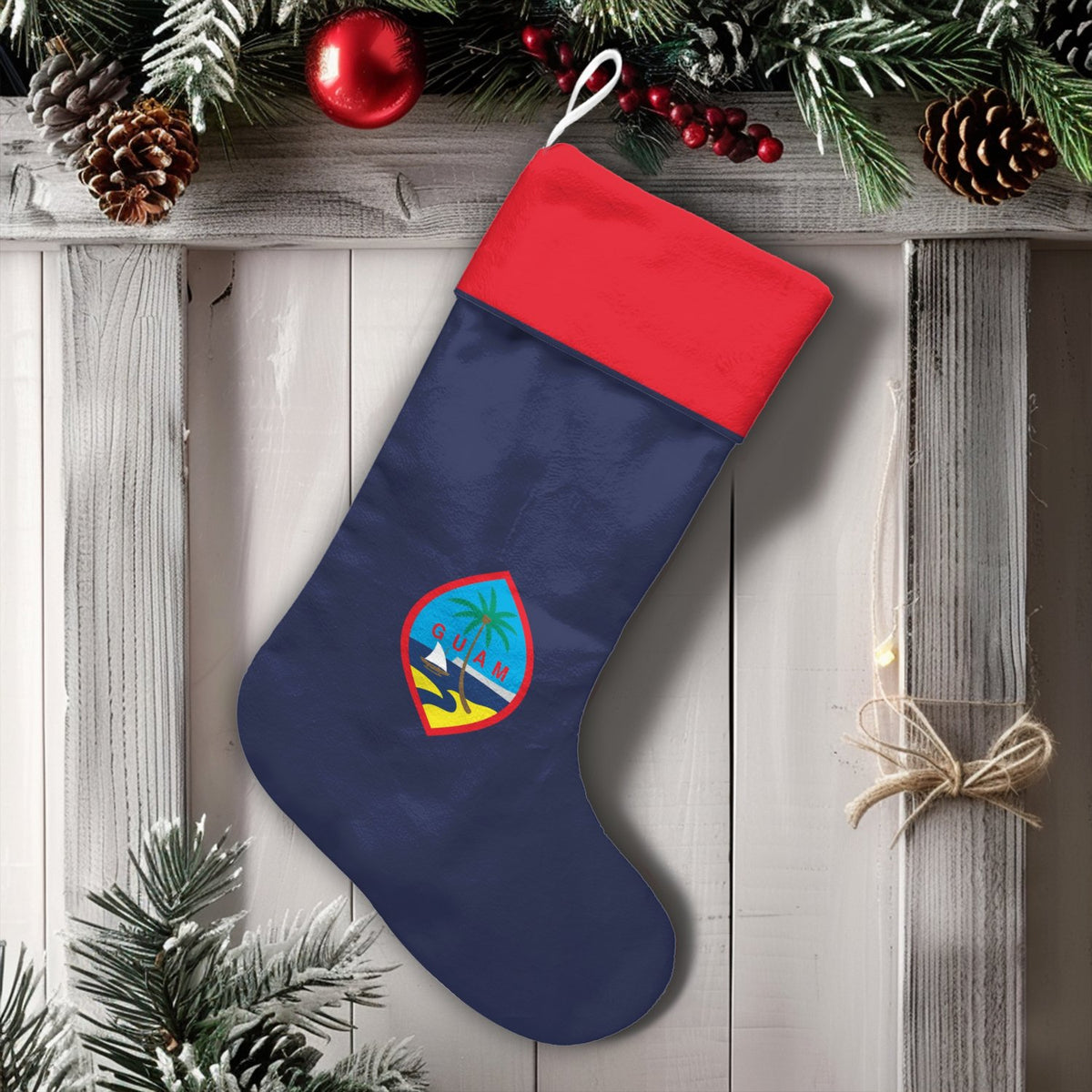 Chamorro Island Holiday Stocking, Personalized Guam Flag Christmas Stocking, Guam Islander Xmas Stocking, Custom Pacific Fami