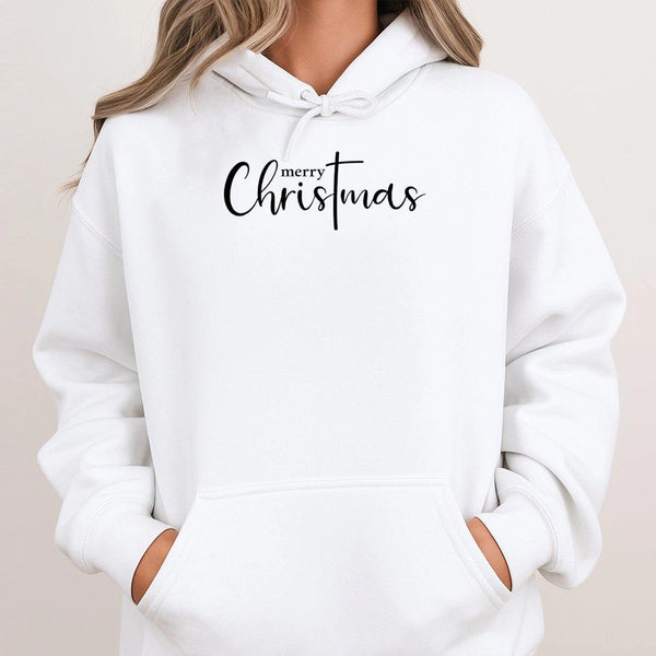 Christian Holiday Graphic Sweatshirt, Merry Christmas Cross Hoodie, Faith Based Scripture Pullover, Religious Xmas Hooded Swe