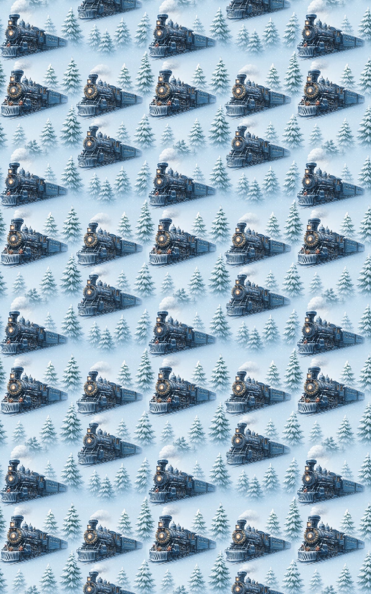 Winter Locomotive Gift Wrap, Frostline Express Train Wrapping Paper, Vintage Christmas Train Present Wrap, Holiday Gift Wrapp