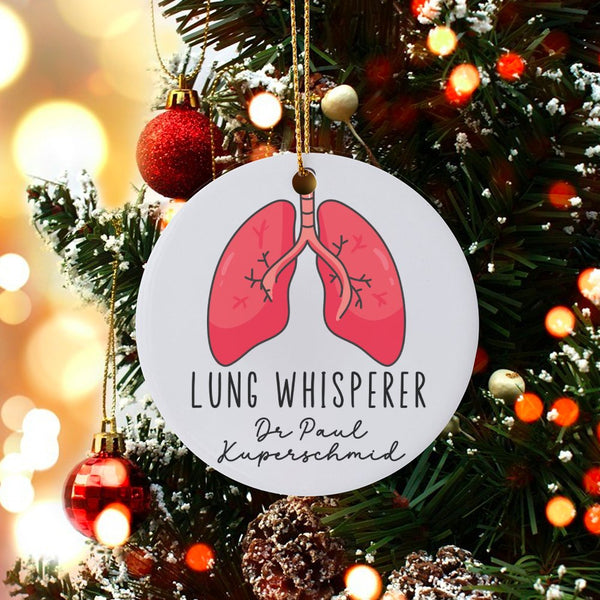 Pulmonologist Doctor Christmas Ornament, Lung Whisperer Ceramic Ornament, Respiratory Medical Ornament, Glossy Keepsake, Hosp