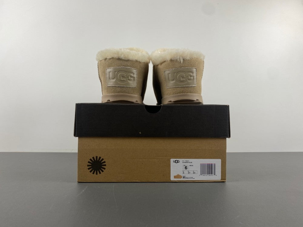 Slides, Beige Colorway, Slip On Design, Wool Detail, Casual Gift for Shoe Lovers