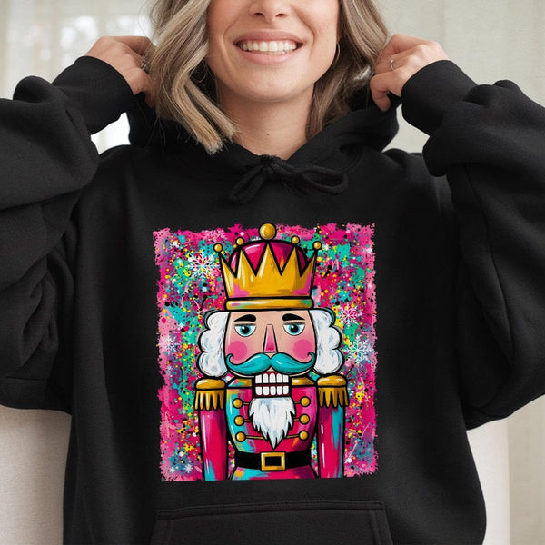 Preppy Artistic Nutcracker Sweatshirt, Colorful Nutcracker Hoodie, Festive Christmas Ballet Pullover, Retro Holiday Nutcracke