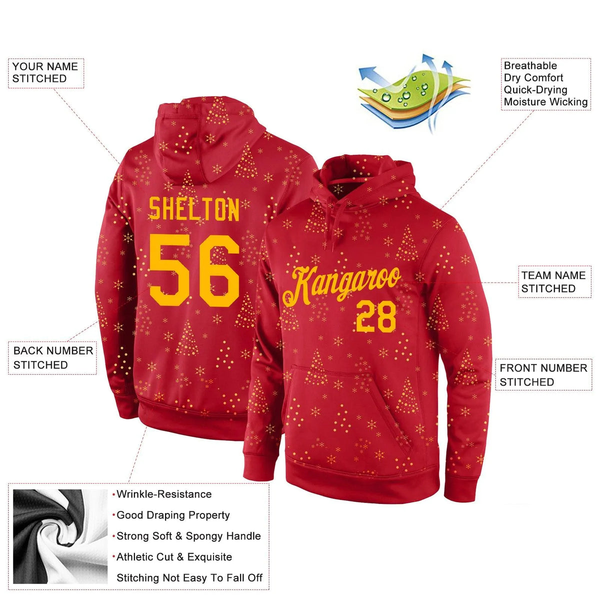 Personalized Name Number Sweatshirt, Custom Christmas Sports Hoodie, Holiday Team Pullover Hoodie, Festive Game Day Hoodie, X
