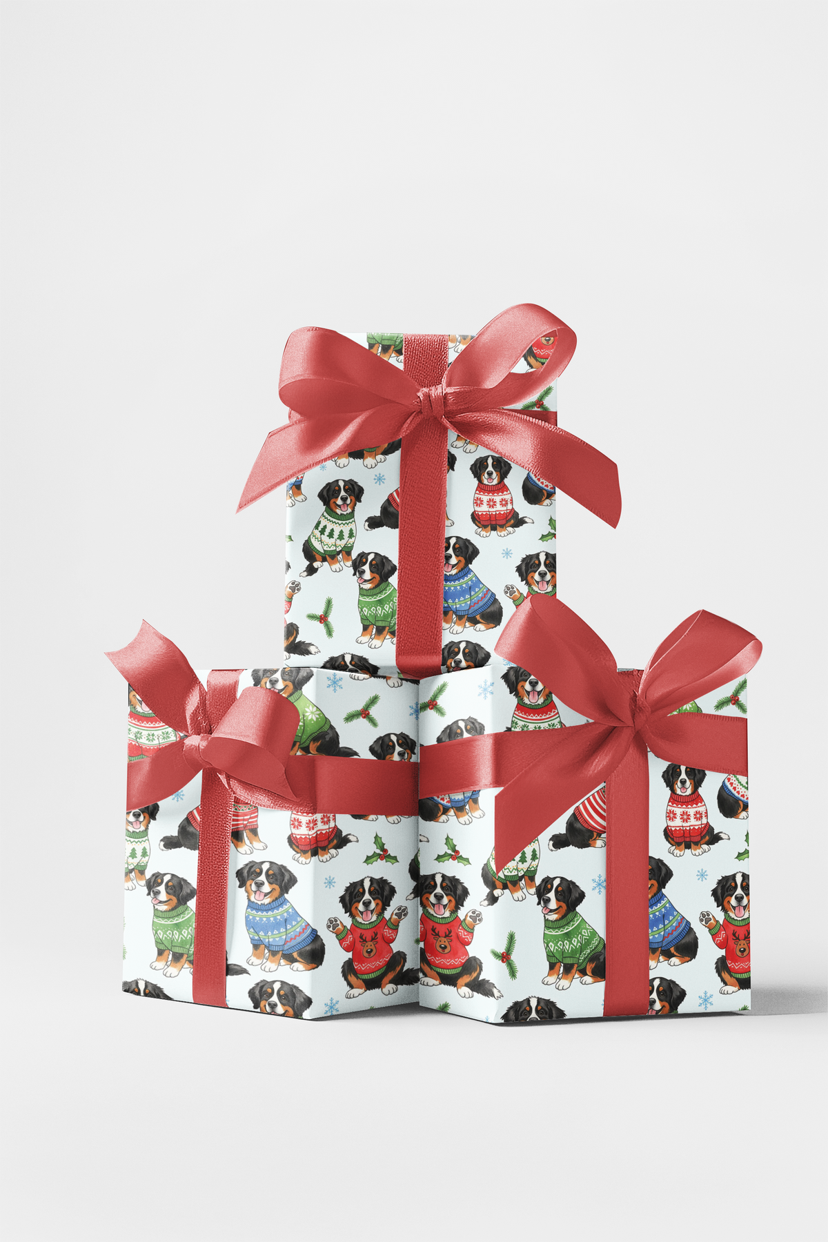 Holiday Sweater Dog Gift Wrap, Bernese Mountain Dog Christmas Wrapping Paper, Adorable Berner Xmas Wrapping Paper, Dog Lover 