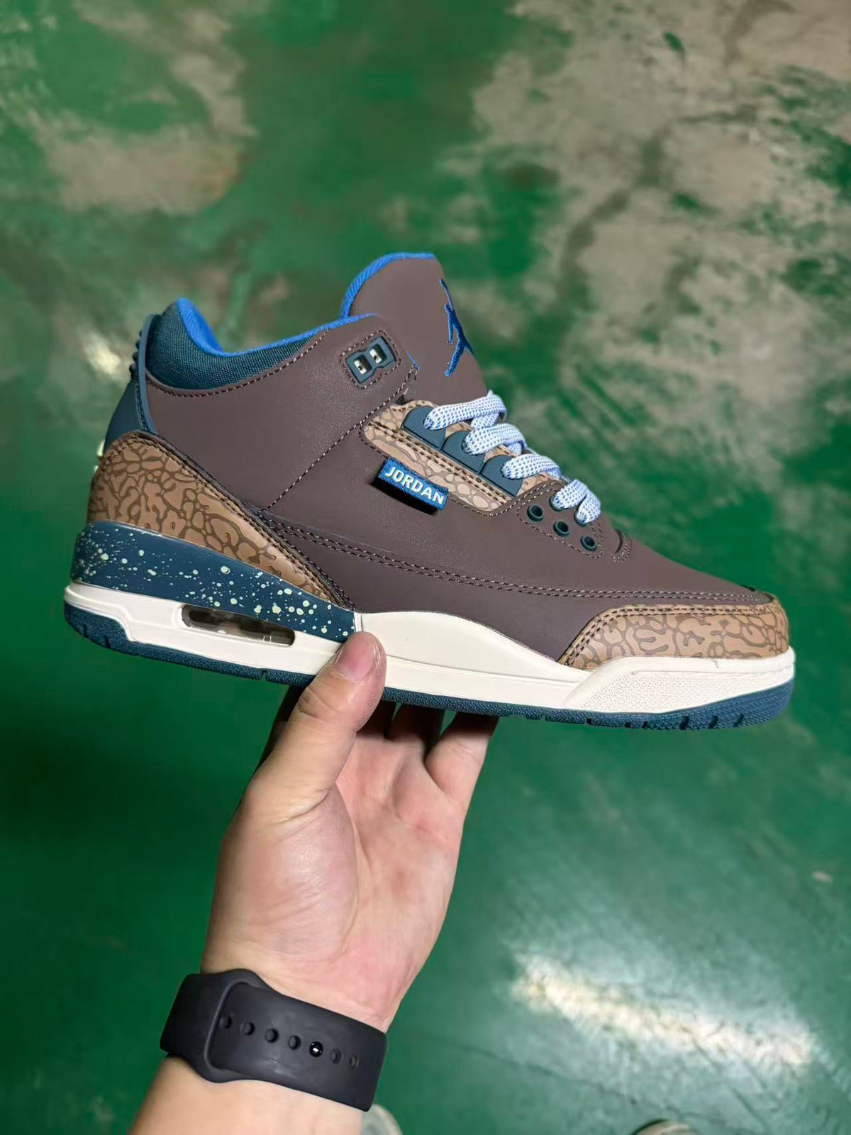 Mid Top Sneakers, Brown Blue Colorway, Lace Up Design, Casual Gift for Sneaker Fans
