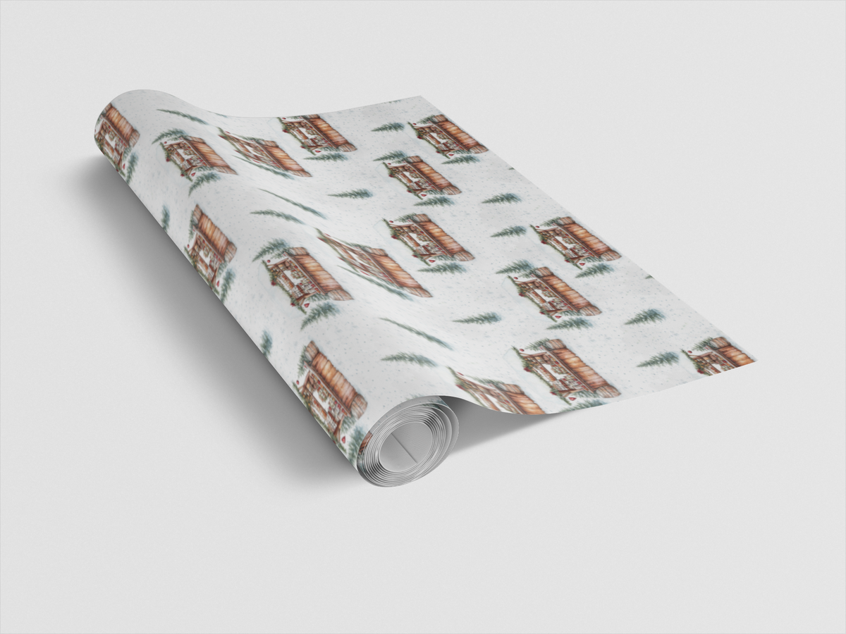 Holiday Market Gift Wrap, Winter Village Market Christmas Wrapping Paper, Christmas Town Present Wrap, Comfy Winter Festive G