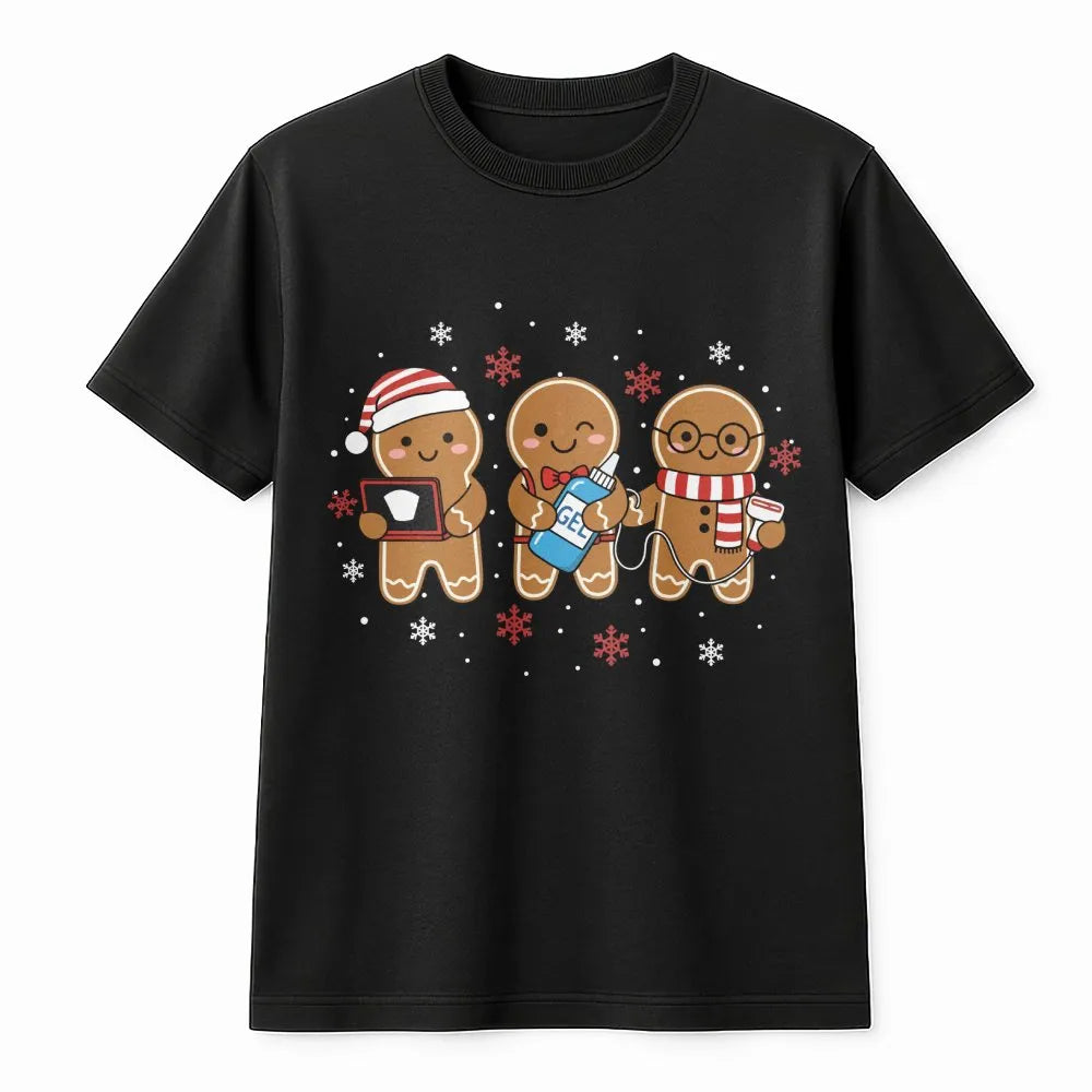 Adorable Gingerbread Sonographer Shirt, Ultrasound Tech Christmas T-Shirt, Sonography Holiday Tee, Radiology Xmas Graphic T-S