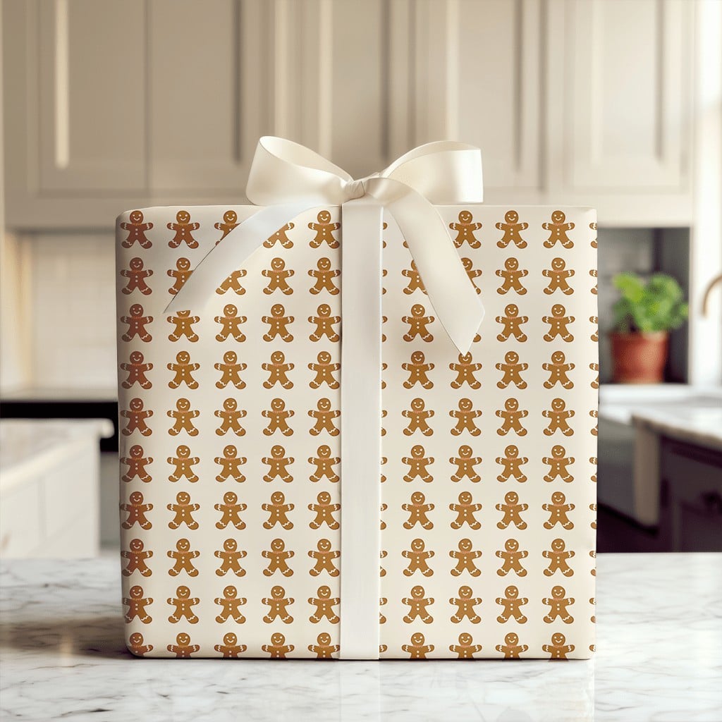 Holiday Cookie Gift Wrap, Gingerbread Man Wrapping Paper, Adorable Christmas Cookie Wrapping Paper, Whimsical Winter Holiday 