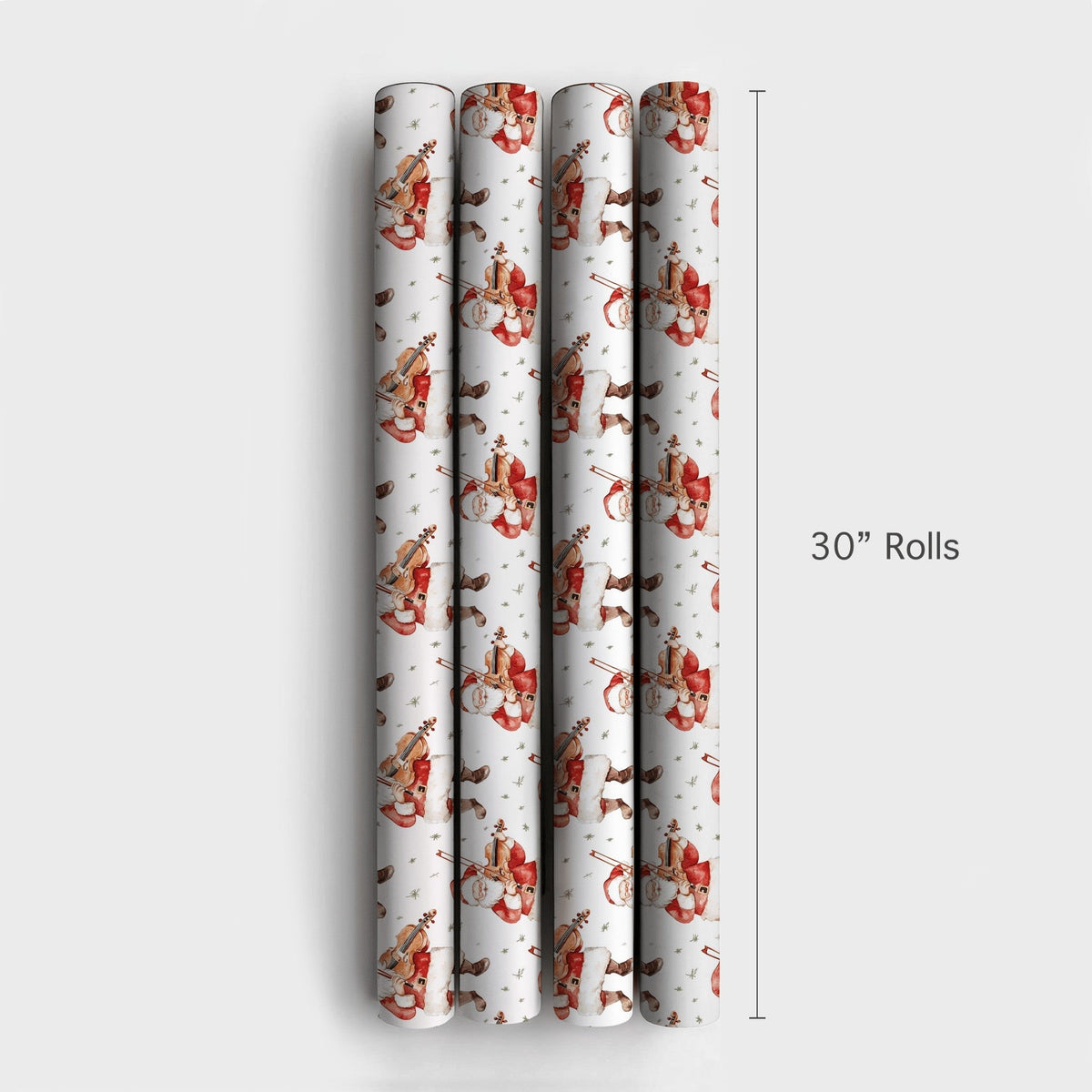 Musical Christmas Gift Wrap, Watercolor Santa Violin Wrapping Paper, Violinist Holiday Present Paper, Festive Xmas Gift Wrap