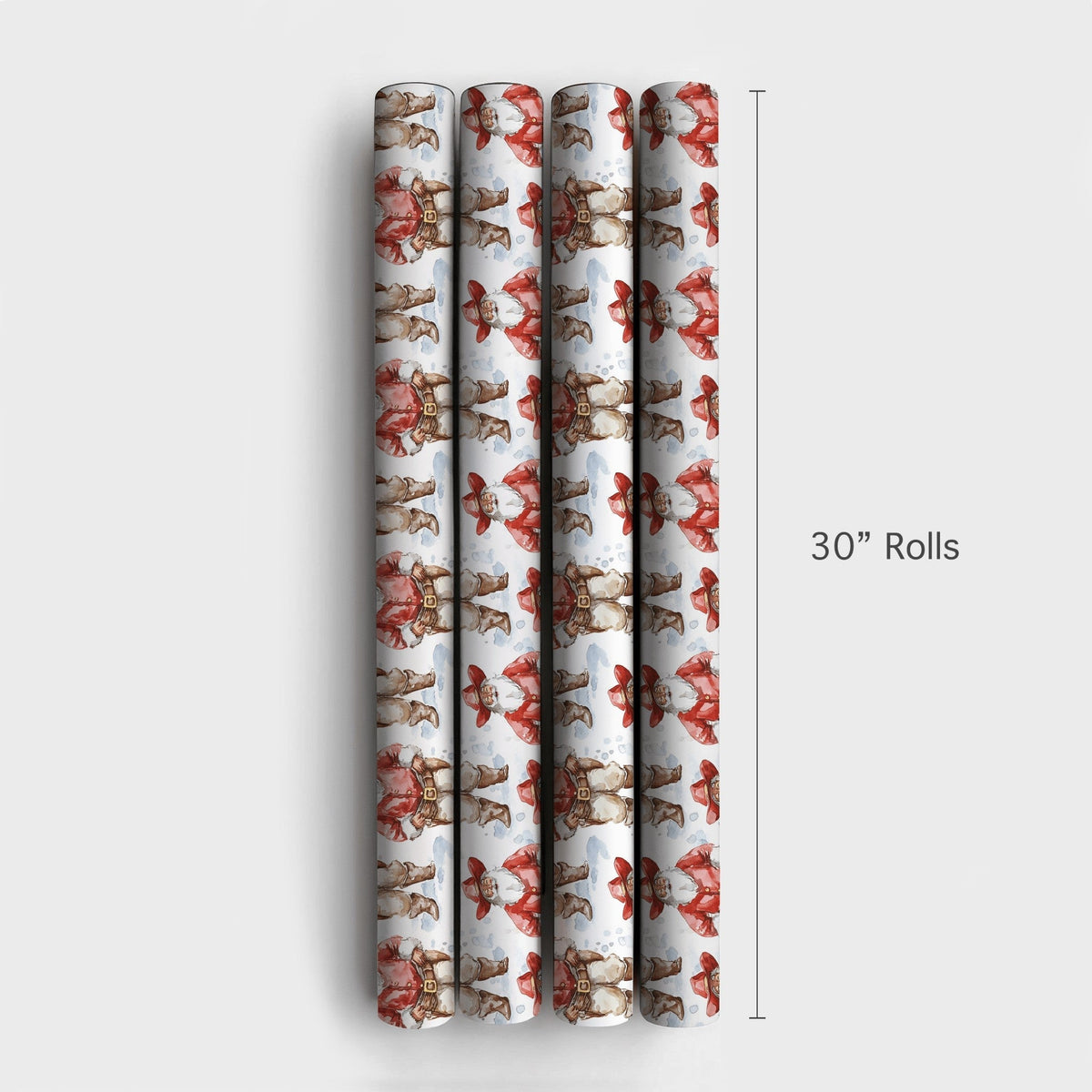 Wild West Watercolor Santa Gift Wrap, Cowboy Santa Christmas Wrapping Paper, Rustic Chaps Santa Wrapping Paper, Country Holid