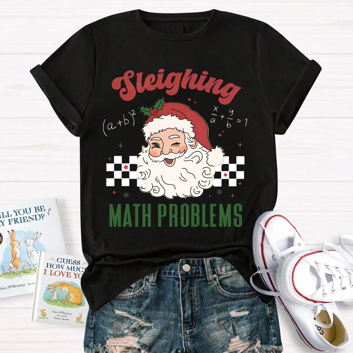 Humorous Math Teacher Holiday Graphic Tee, Sleighing Math Problems Christmas Shirt, Festive STEM Christmas T-Shirt, Winter Ma