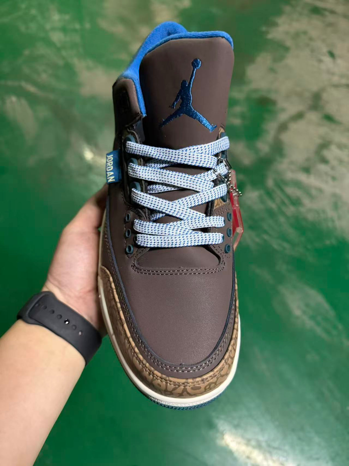 Mid Top Sneakers, Brown Blue Colorway, Lace Up Design, Casual Gift for Sneaker Fans