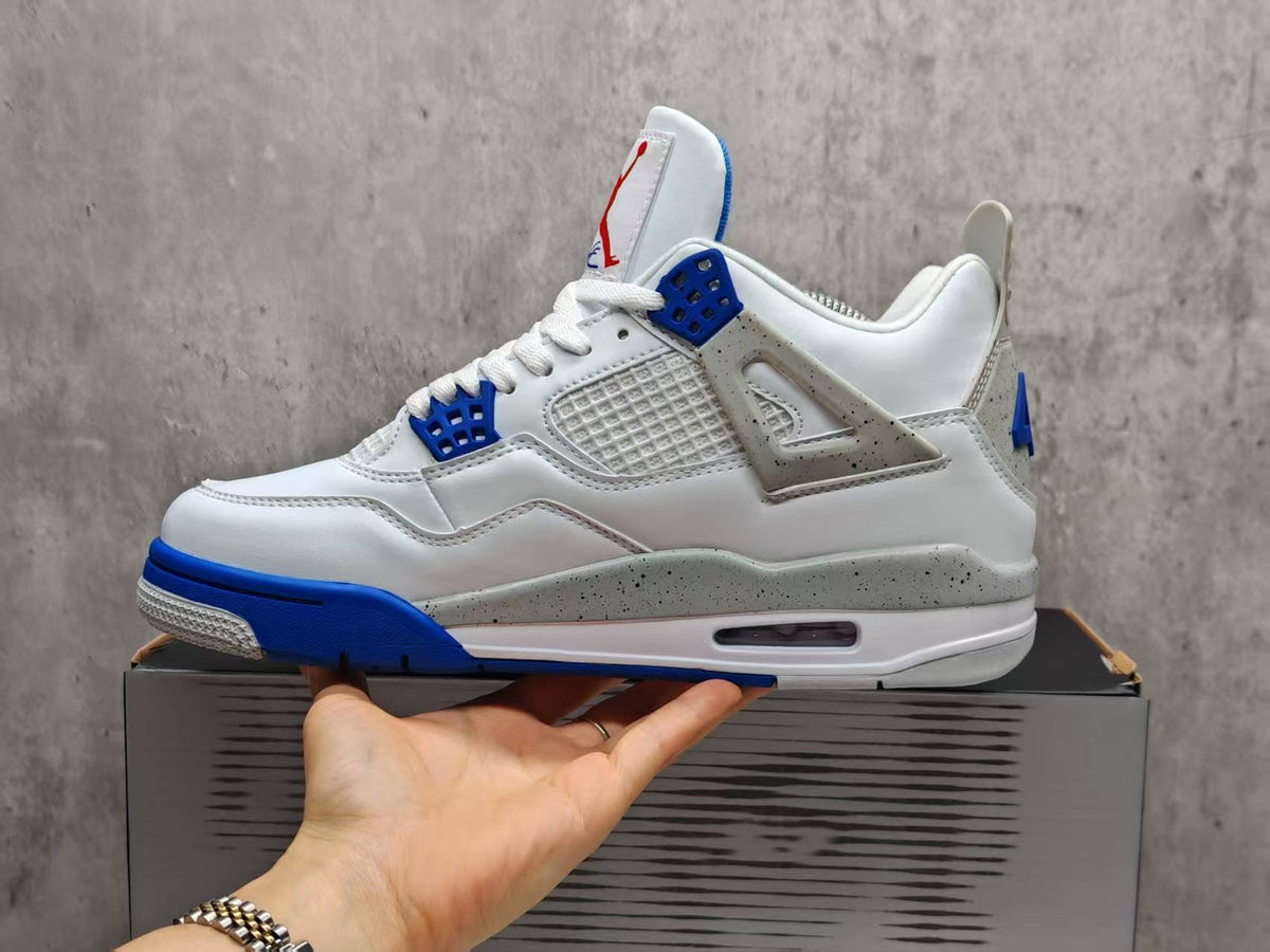 High Top Sneakers, White Blue Gray Colorway, Lace Up Design, Casual Gift for Sneaker Fans